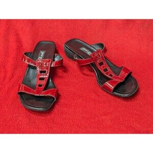 Paul Green Munchen Hand Made, Coral Red Sandals, 1.5" Heels. Size 7M
